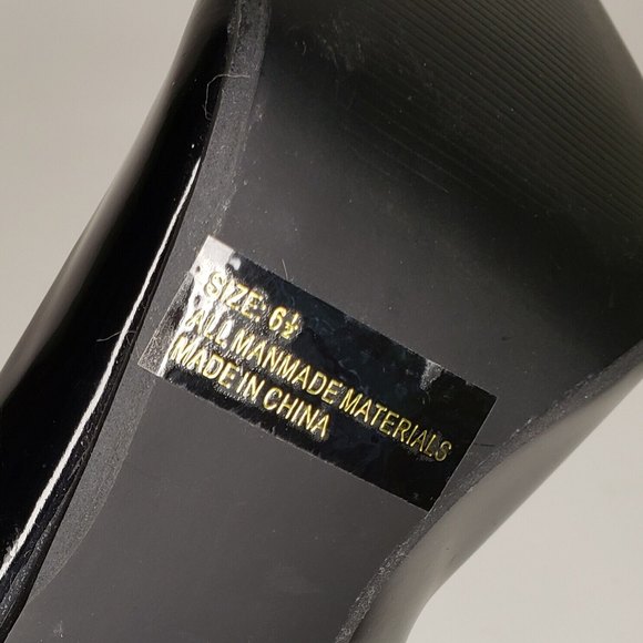 Qupid Black Patent Pumps Stiletto Heels Pointed Toe Size 6.5 - Picture 5 of 6